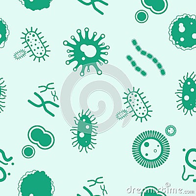 Viruses and Bacteria pattern, Germs microorganism pattern. Vector Illustration Vector Illustration