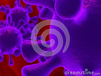 Viruses On Blood Vessel Close Up Cartoon Illustration