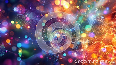 Viruses engaging with cells in a colorful and dynamic biological environment. Generative AI Stock Photo