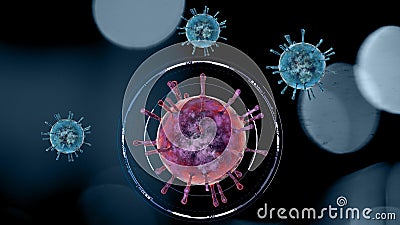 Viruses, micro organisms, duplication and propagation. Flu. Infectious disease. Formation of bacteria and microorganisms Stock Photo