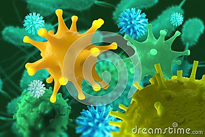 Viruses, microbes and bacteria. Prevention of infectious diseases Cartoon Illustration