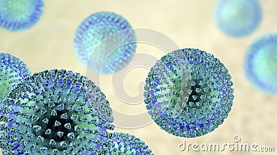 Viruses with surface spikes Cartoon Illustration