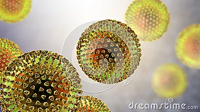 Viruses with surface spikes Cartoon Illustration