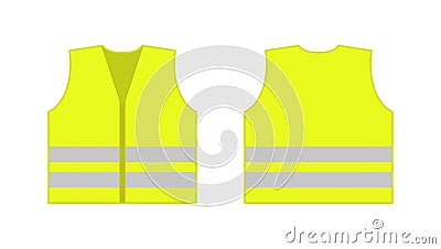 Vis vest. Visible jacket. Yellow visible vest for safety. Jacket for construction, police and security. High visibility of Vector Illustration