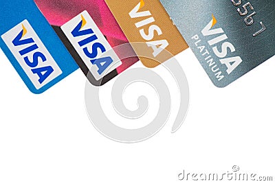 VISA Card Sign Close Up. Editorial Stock Photo