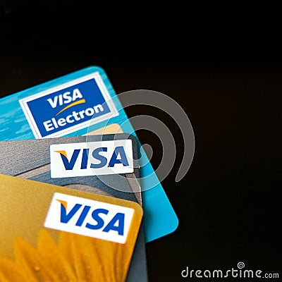 Visa credit cards Editorial Stock Photo