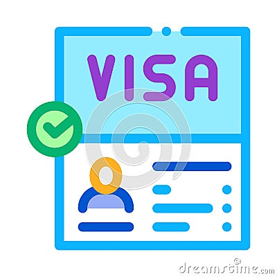 Visa document confirmation icon vector outline illustration Vector Illustration