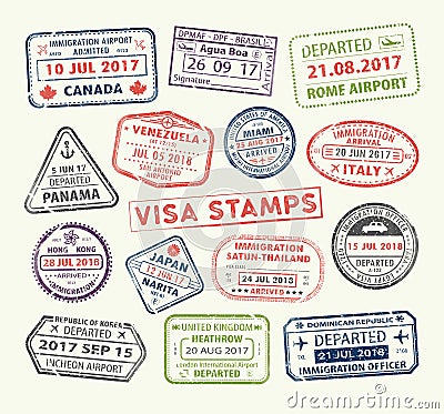 Visa passport stamp Vector Illustration