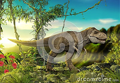 Dangerous Predator Tyrannosaurus Rex Prehistoric Stock Photo