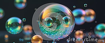 Viscosity exploration colorful bubble experiments in a macro science environment Stock Photo