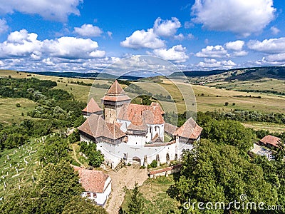 Viscri fortified Church in Transylvania Romania. Stock Photo