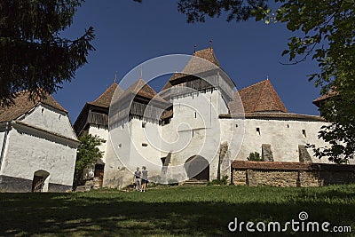 Viscri fortified town entrance in a spring day Editorial Stock Photo