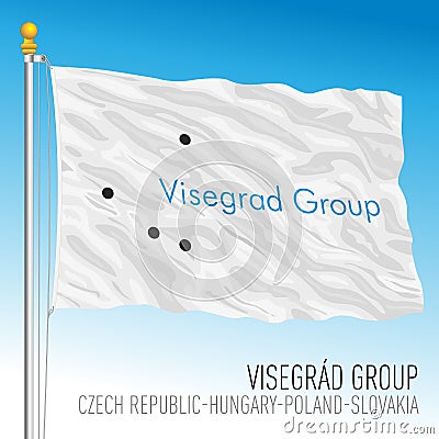 Visegrad Group flag, European organization Vector Illustration