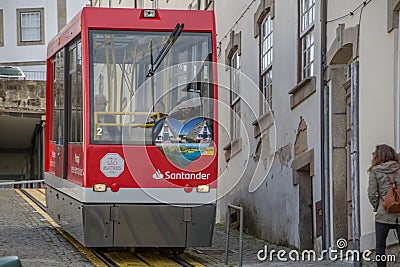 View from a public funicular, clean modern urban transport in Viseu city Editorial Stock Photo