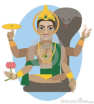 Vishnu deity illustration. Vector Illustration