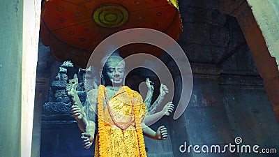 An Ancient Statue of Hindu God, Vishnu inside Angkor Wat, Siem Reap, Cambodia Stock Photo