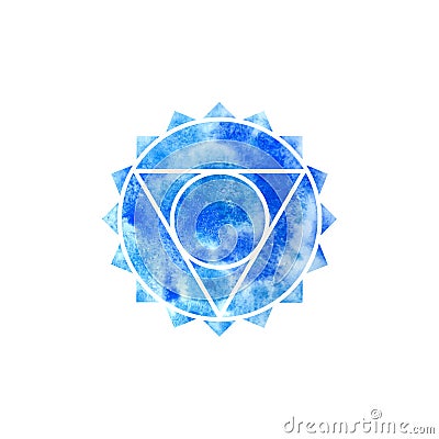 Vishuddha chakra. Sacred Geometry. One of the energy centers in the human body. Object for design intended for yoga. Vector Illustration