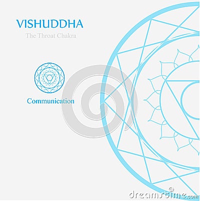 Vishuddha- The throat chakra which stands for communication. Vector Illustration