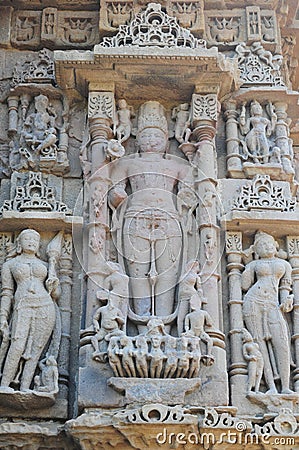 Vishwakarma statue at Modhera sun temple, gujarat Editorial Stock Photo