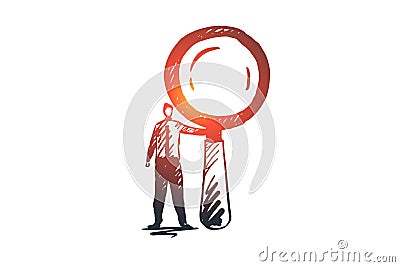 Vision, business, looking, corporate, planning concept. Hand drawn isolated vector. Cartoon Illustration