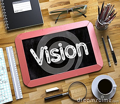 Vision Handwritten on Small Chalkboard. 3D. Stock Photo