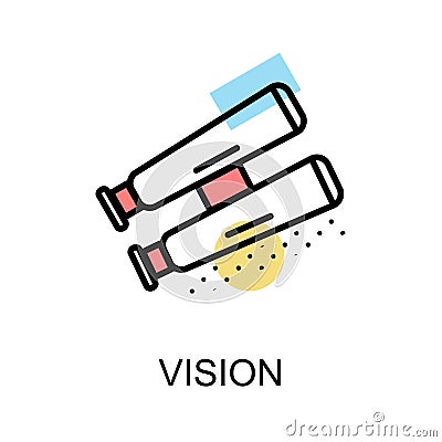 Vision icon and binocular on white background illustration design.vector Cartoon Illustration