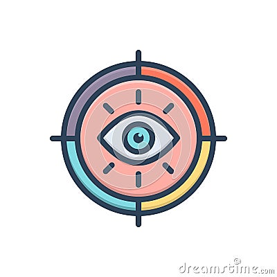 Color illustration icon for Vision, eyesight and view Vector Illustration
