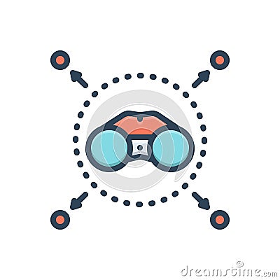Color illustration icon for Vision, eyesight and binocular Vector Illustration