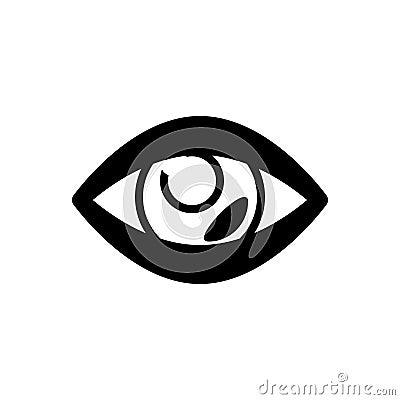 Black solid icon for Vision, eyeball and watch Vector Illustration