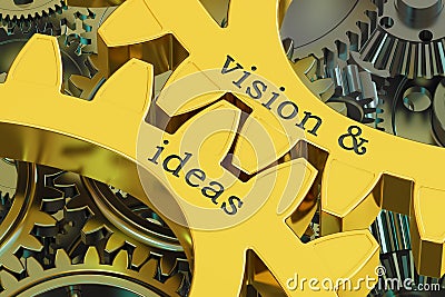 Vision & ideas concept on the gearwheels, 3D rendering Stock Photo