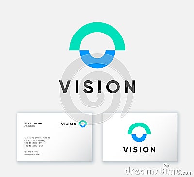 Vision logo. Eyes clinic, ophthalmology emblem. Abstract symbol as a eye. Business card. Vector Illustration