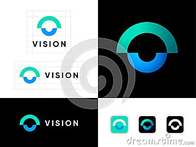 Vision logo. Eyes clinic, ophthalmology emblem. Abstract symbol as a eye. Corporate identity and web buttons. Vector Illustration