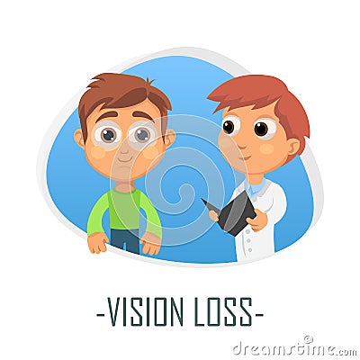 Vision loss medical concept. Vector illustration. Cartoon Illustration