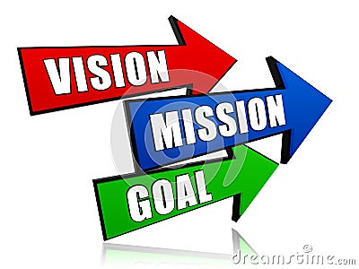 Vision, mission, goal in arrows Stock Photo