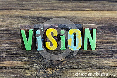 Vision mission values insight experience focus plan ahead Stock Photo