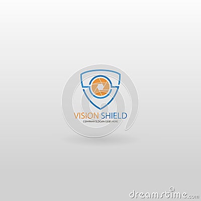 Vision shield. Camera shield logo. Technology logo template Vector Illustration