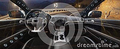 vision of sound waves emitted by a modern car audio Stock Photo