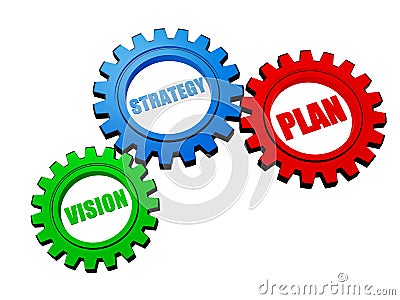 Vision, strategy, plan in color gears Stock Photo