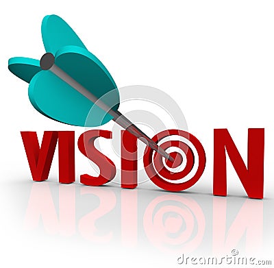 Vision Word Arrow Bull's Eye Targeting Unique Perspective Stock Photo