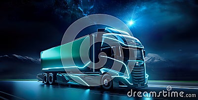visionary EV truck concept embodies the future of eco-conscious transport. Stock Photo