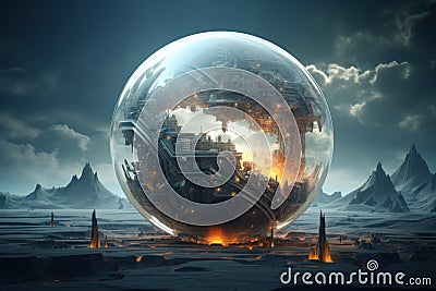 Visionary Scifi sphere. Generate Ai Stock Photo