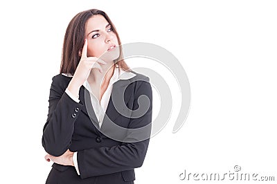 Visionary and smart young business woman thinking Stock Photo