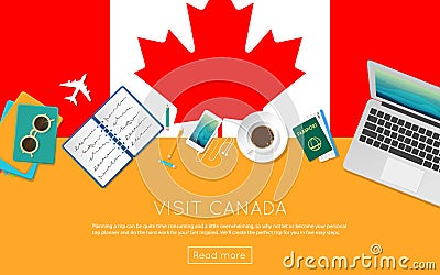 Visit Canada concept for your web banner or print. Vector Illustration