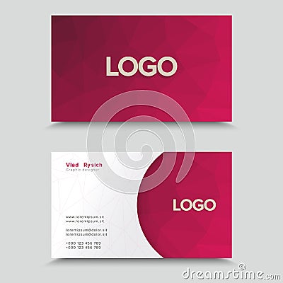 Visit Card With Polygonal Mosaic Design Vector Illustration