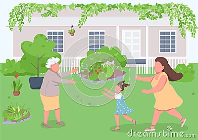 Visit grandmother flat color vector illustration Vector Illustration