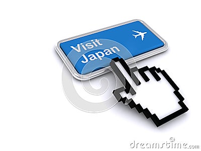 Visit japan button on white Stock Photo