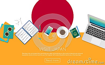 Visit Japan concept for your web banner or print. Vector Illustration