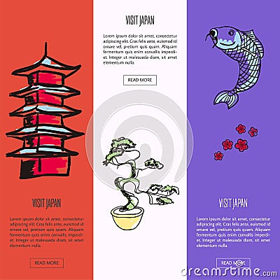 Visit Japan Touristic Vector Vector Illustration