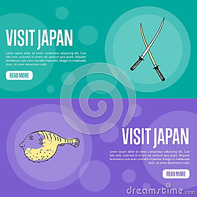 Visit Japan Travel Company Landing Page Template Vector Illustration