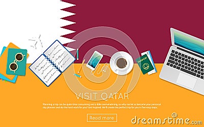 Visit Qatar concept for your web banner or print. Vector Illustration